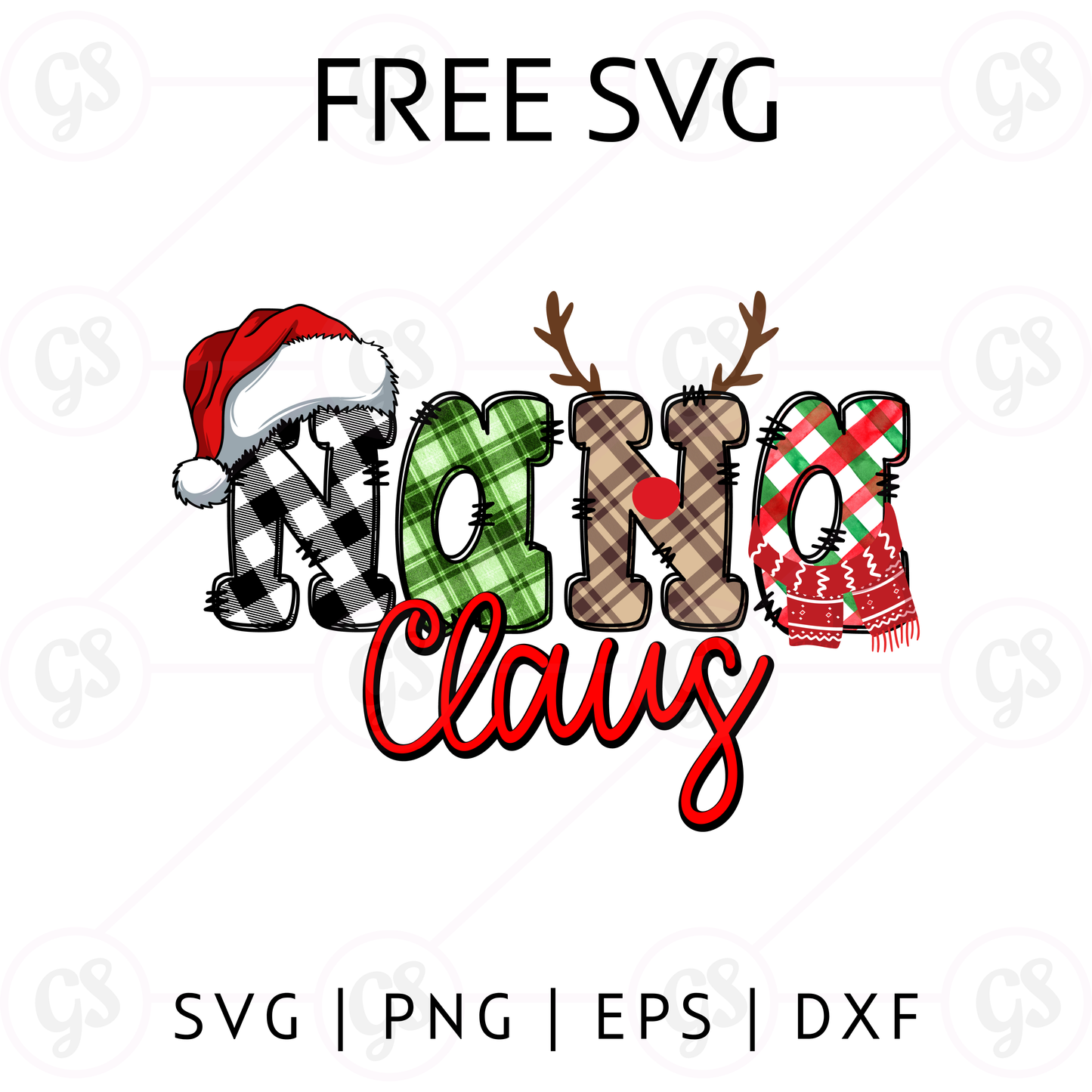 Nana Claus SVG Free | Santa Hat Buffalo Plaid Design for Cricut & Silhouette