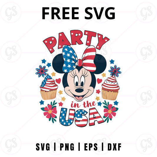 Party in the USA SVG Free | Fun Red, White & Blue Celebration Design for Cricut & Silhouette