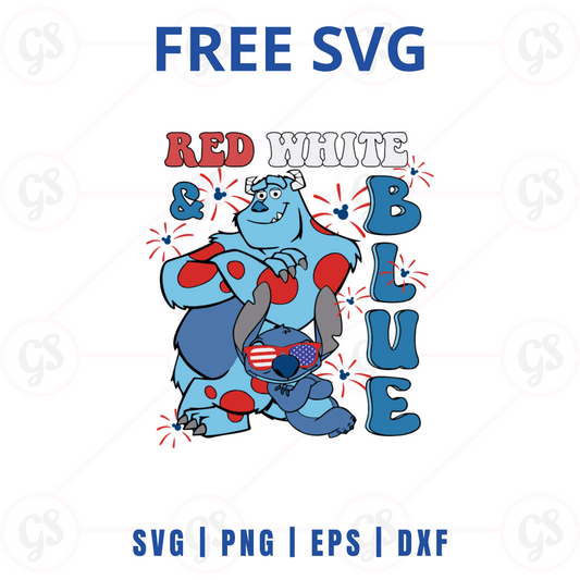 Stitch Red White Blue SVG Free | Funny USA Boxing Design for Cricut & Silhouette