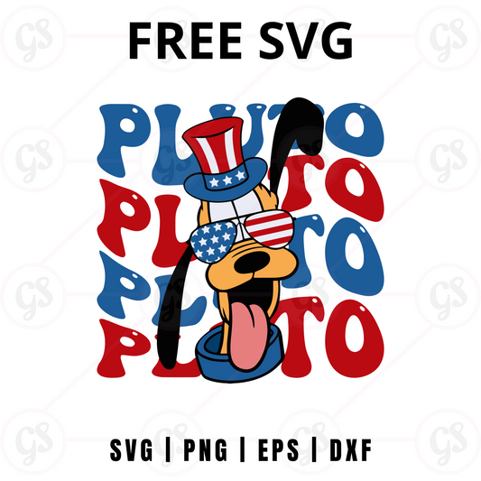 Pluto Red White Blue SVG Free | Disney Dog 4th of July Cut File for Cricut & Silhouette