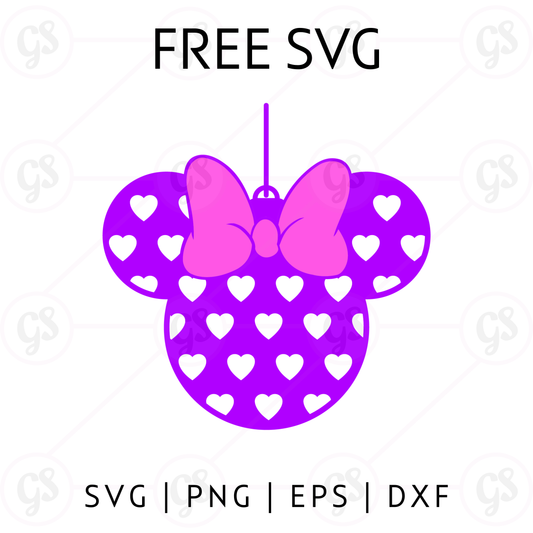 Purple Minnie Ears SVG Free | Disney Heart Ornament Cut File