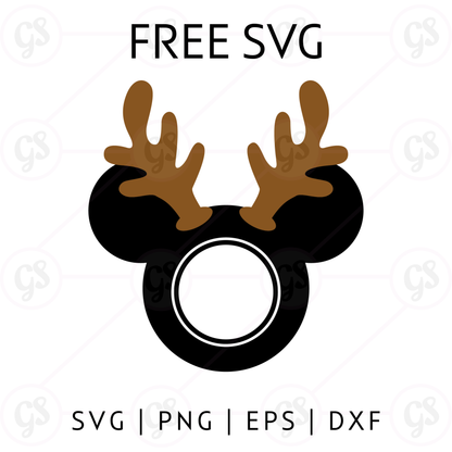 Reindeer Mickey SVG Free | Disney Christmas Antlers Cut File