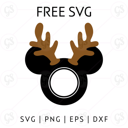 Reindeer Mickey SVG Free | Disney Christmas Antlers Cut File