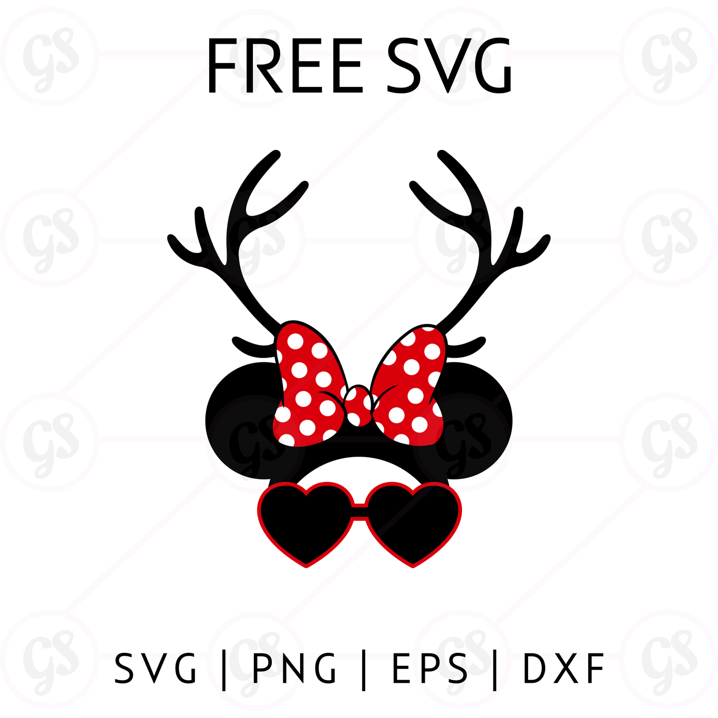 Reindeer Minnie SVG Free | Disney Christmas Bow and Antlers Design