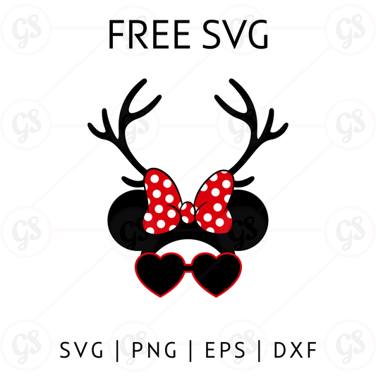 Reindeer Minnie SVG Free | Disney Christmas Bow and Antlers Design