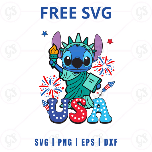 Stitch Liberty SVG Free | Retro USA Design for Cricut & Silhouette