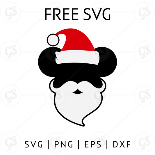 Santa Beard Mickey SVG Free | Funny Disney Christmas Head Cut File