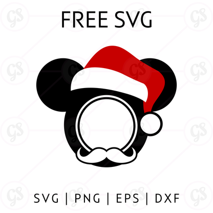Santa Beard SVG Free | Disney Mickey Holiday Head Cut File