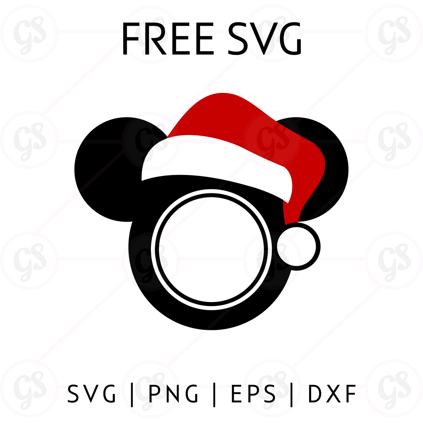Santa Mickey Ears SVG Free | Simple Disney Christmas Design