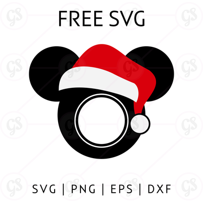 Santa Minnie SVG Free | Holiday Disney Ears with Red Hat
