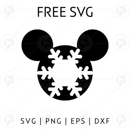 Snowflake Mickey SVG Free | Winter Disney Christmas Ears File