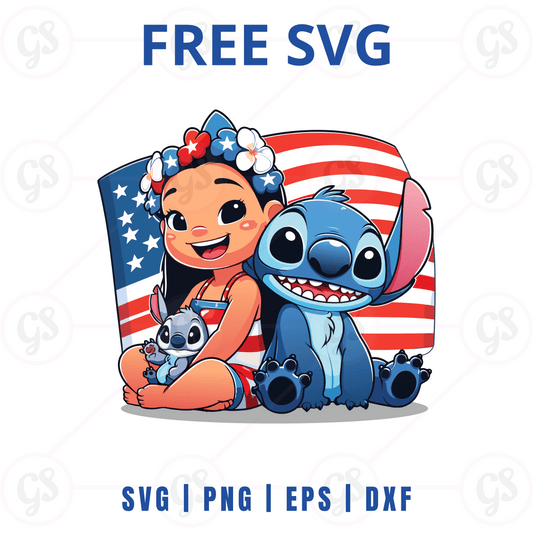 Stitch Hug SVG Free | Sweet July 4 Friends for Cricut & Silhouette
