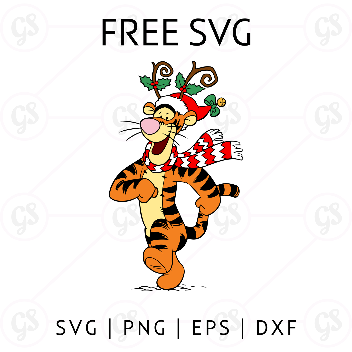 Tigger Reindeer Antlers SVG Free | Festive Holiday SVG for Cricut & Silhouette