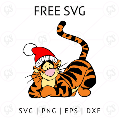 Tigger Santa Hat SVG Free | Festive Christmas SVG for Cricut & Silhouette