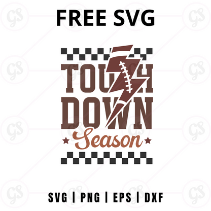 Touchdown Season Lightning SVG Free | Bold Football Spirit Cut File for Cricut & Silhouette