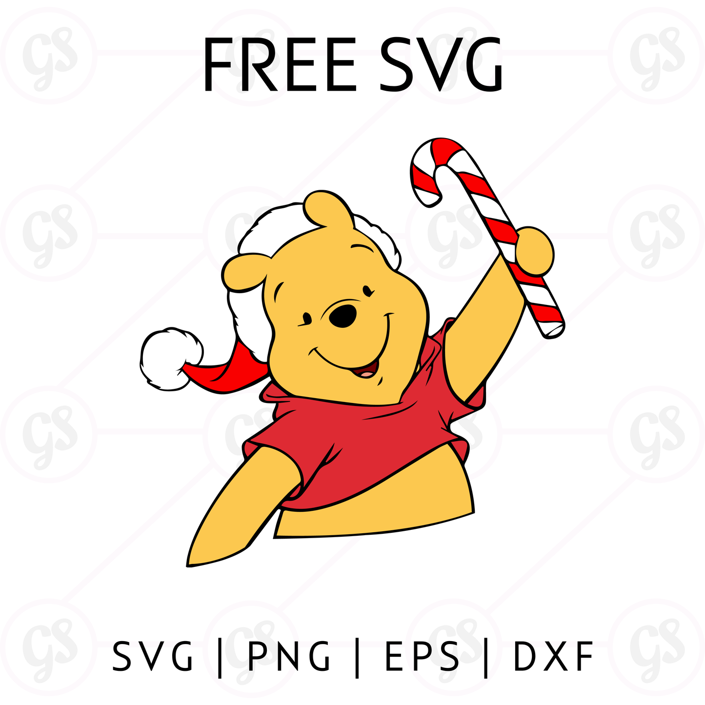 Winnie the Pooh Candy Cane SVG Free | Cute Christmas Design for Cricut & Silhouette