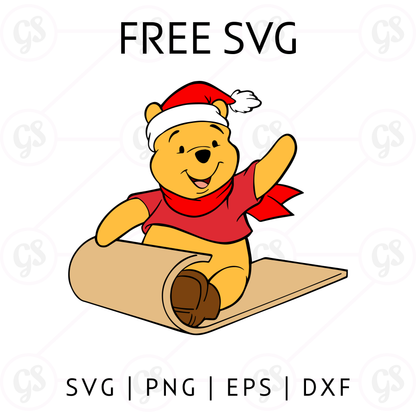 Winnie the Pooh Christmas Scroll SVG Free | Holiday Craft File for Cricut & Silhouette