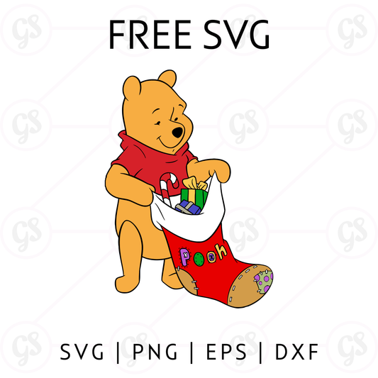 Winnie the Pooh Gift Bag SVG Free | Cute Christmas SVG for Cricut & Silhouette