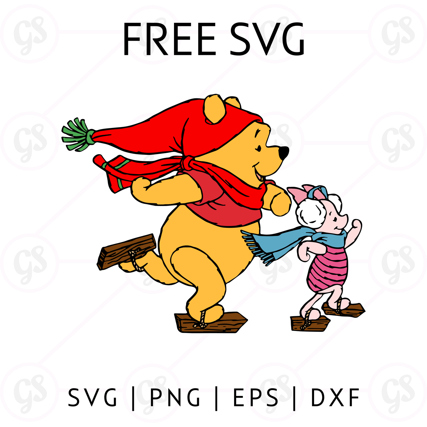 Winnie the Pooh & Piglet Winter Walk SVG Free | Cozy Holiday SVG for Cricut & Silhouette