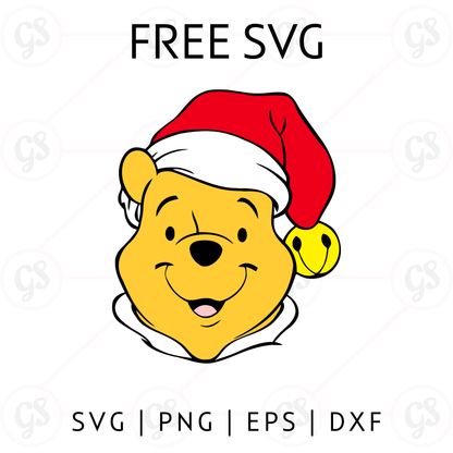 Winnie the Pooh Santa Face SVG Free | Christmas Cut File for Cricut & Silhouette