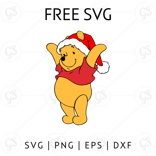 Winnie the Pooh Santa SVG Free | Festive Holiday Cut File for Cricut & Silhouette