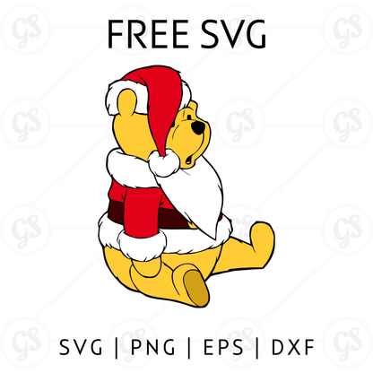 Winnie the Pooh Santa Suit SVG Free | Festive Holiday SVG for Cricut & Silhouette