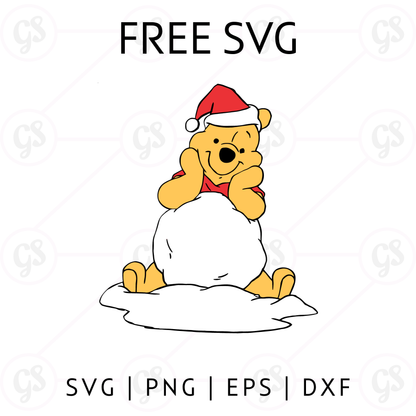 Winnie the Pooh Snowball SVG Free | Winter Fun SVG for Cricut & Silhouette