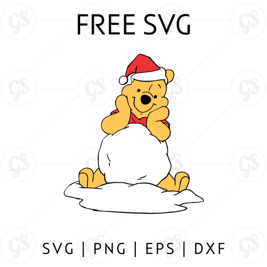 Winnie the Pooh Snowball SVG Free | Winter Fun SVG for Cricut & Silhouette