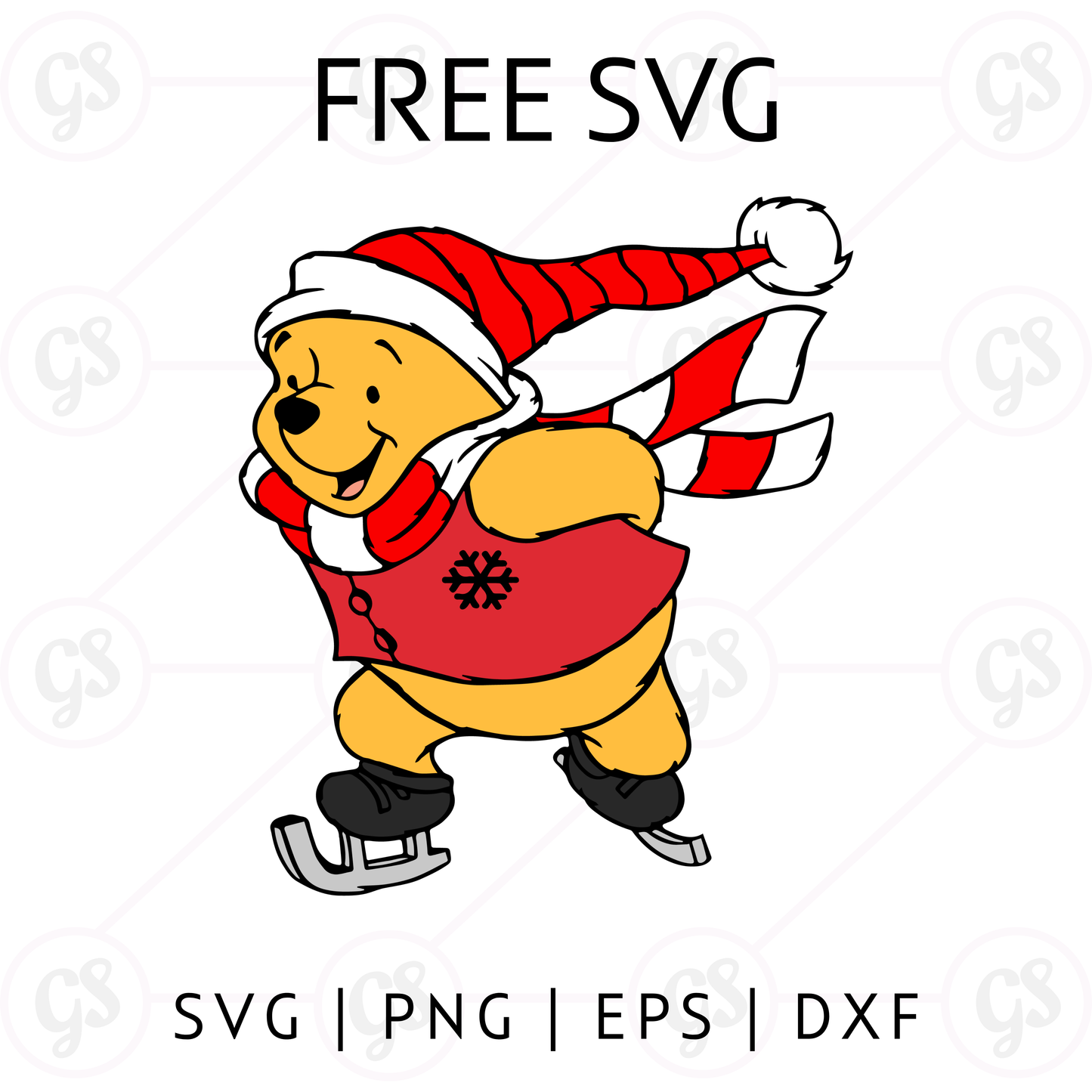 Winnie the Pooh Snowy Scarf SVG Free | Winter Holiday Cut File for Cricut & Silhouette
