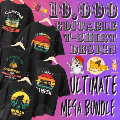 +10,000 T-shirt Design Bundle with  3400+ Premium Font Bundle